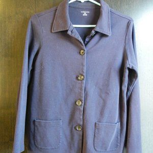 Lands' End Plum Cotton Collared Button Up Long Sleeve Pocket Sweater Size S